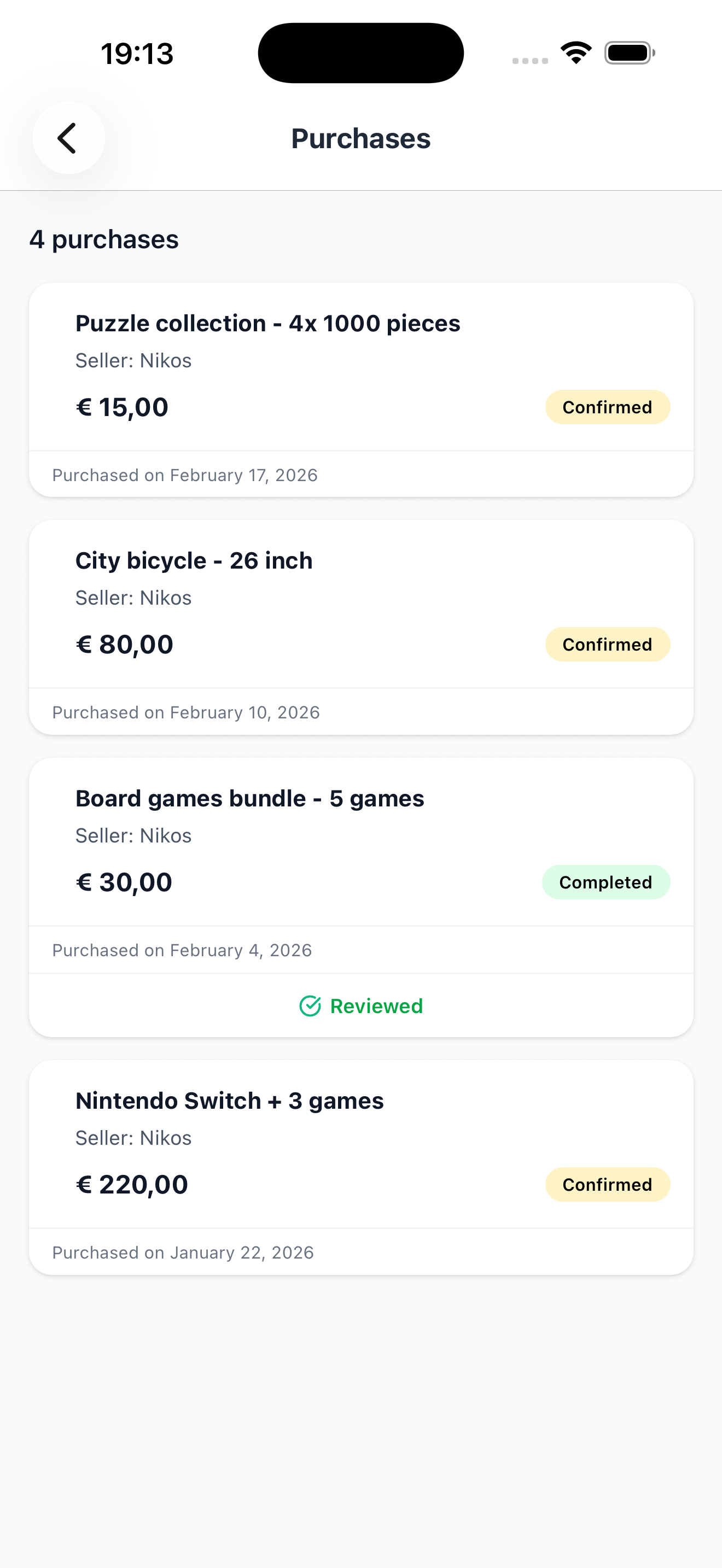 Your purchases